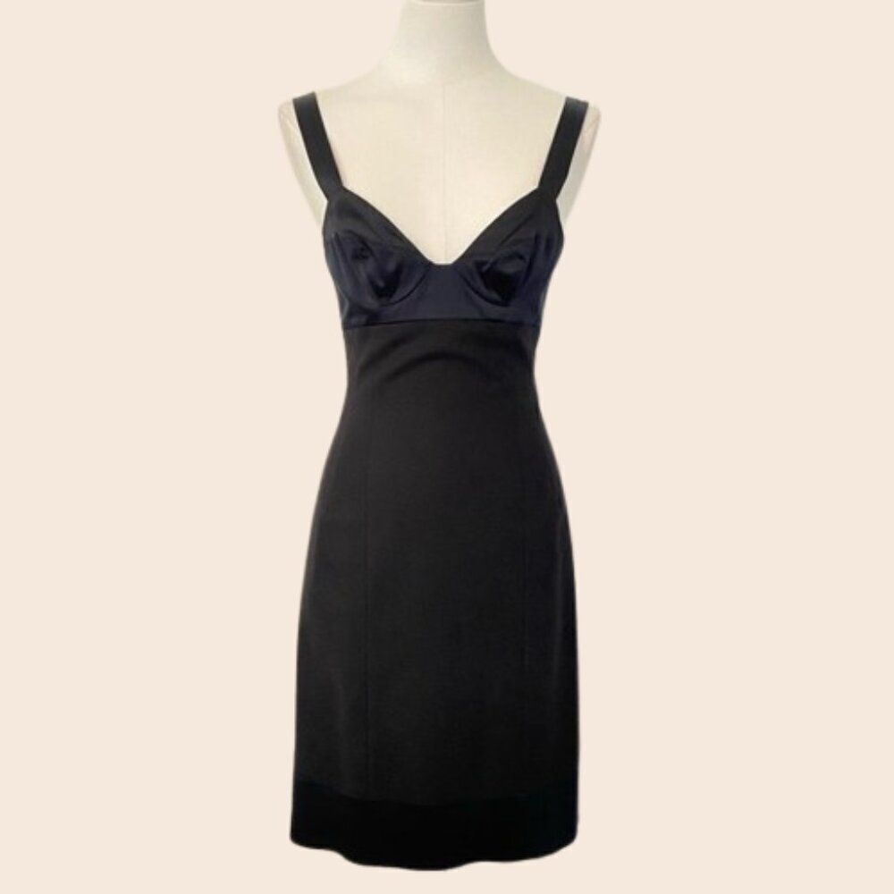 Rebecca Taylor Black Wool and Lastol Bustier Style Dress Size 2